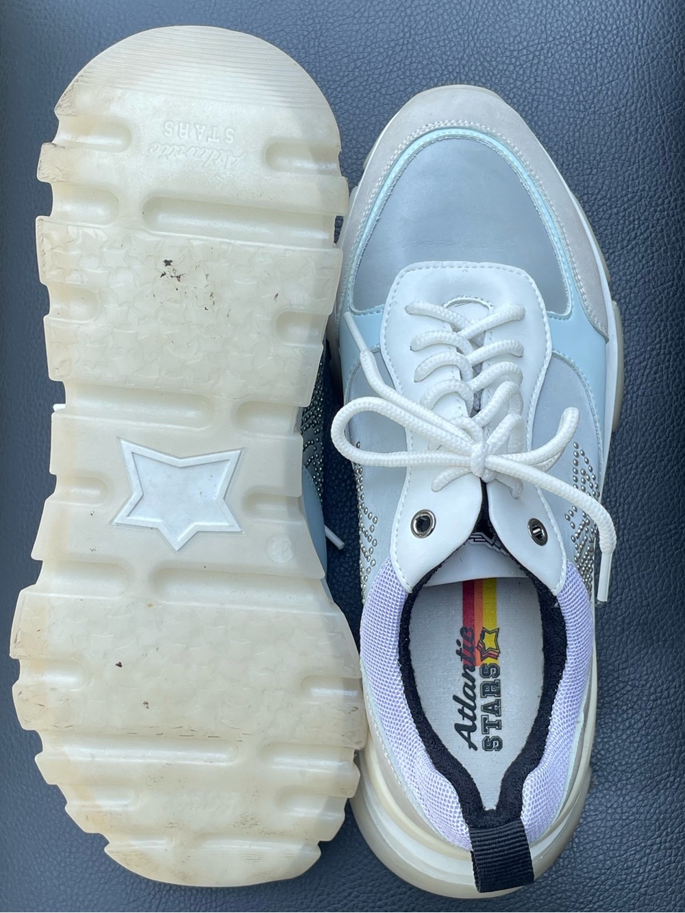 Atlantic Stars Ava Women's Grey & Light Blue Chunky Sneaker size 38 - Picture 5 of 12